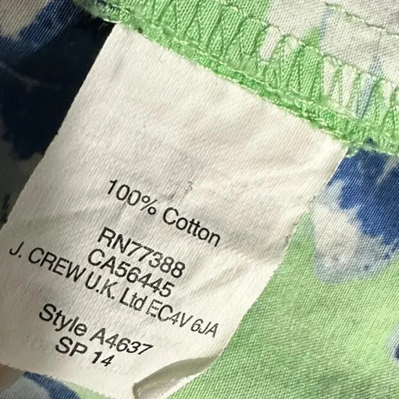 J Crew Pleated Skirt A line Flared Floral Career Casual green blue Size 2 - Picture 6 of 6